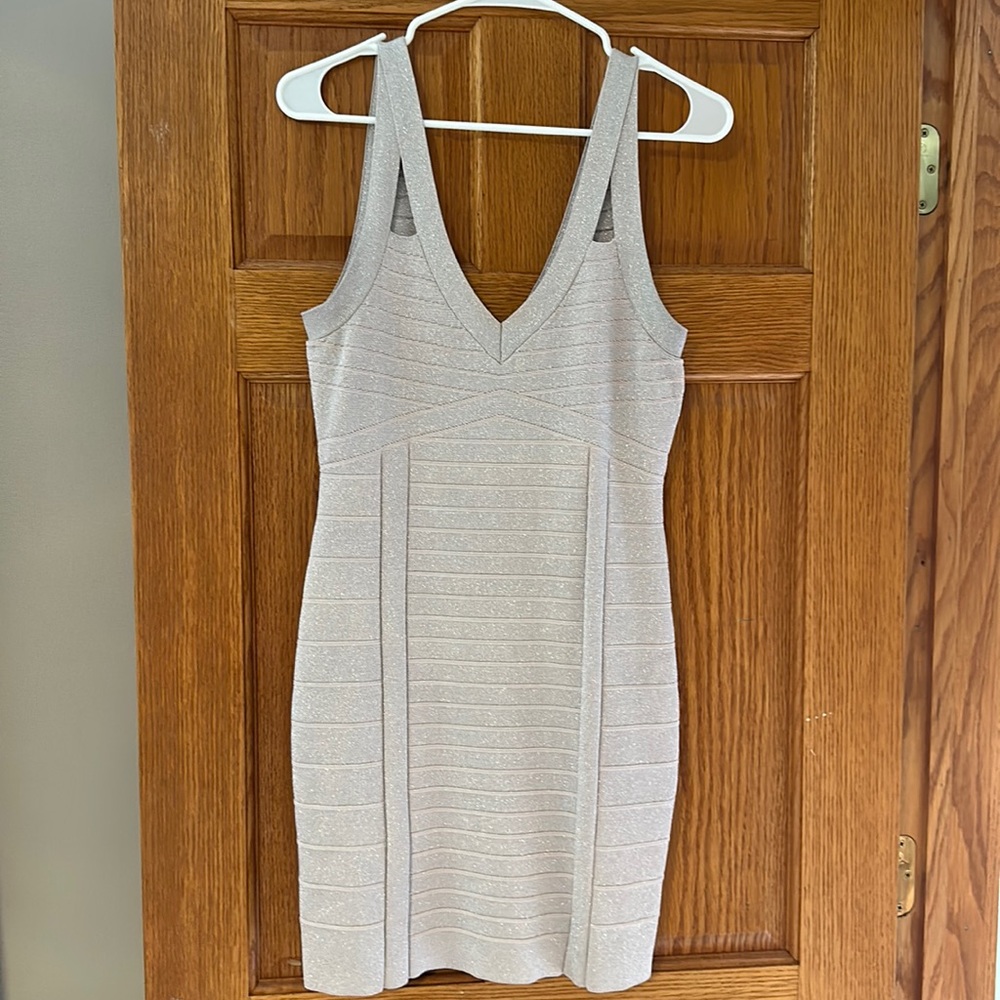 Guess bandage style silver sparkle dress